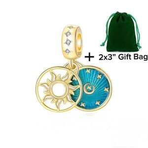 Sun & Moon Dangle Charm | 925 Silver | Brand New